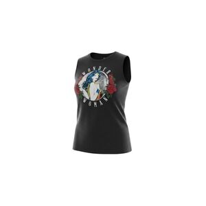 Wonder Woman Graphic Muscle Tank Top Womens Small Black Rose Comic Print